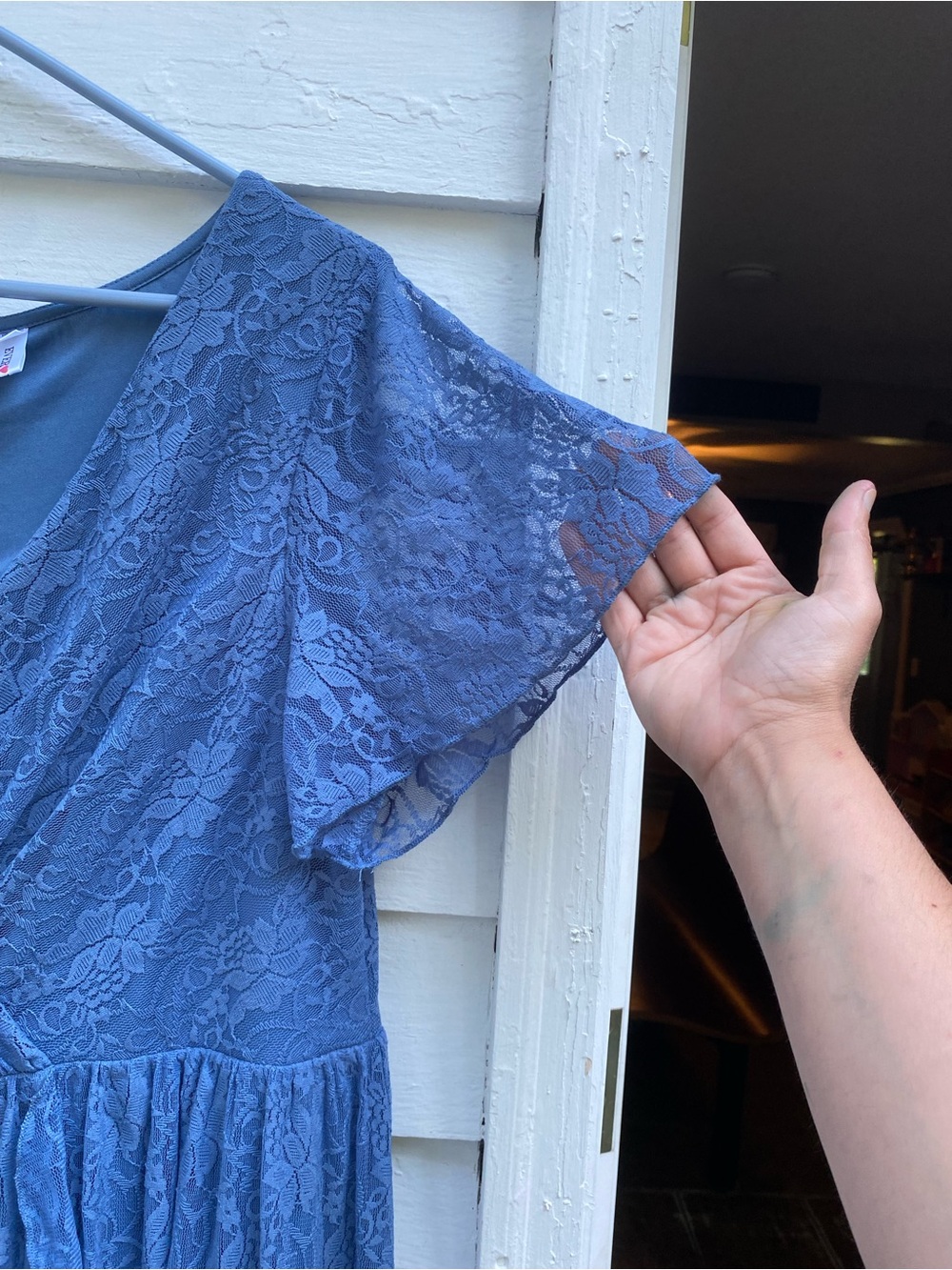 Ever Pretty Dusty Blue Lace Ruffled Formal Evening Dress - Picture 4 of 12